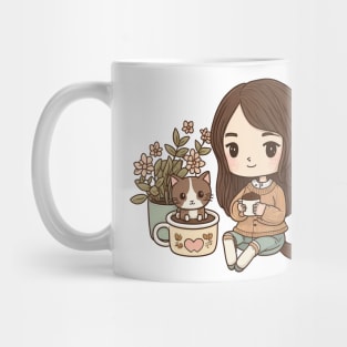 Chibi Cat Hot Chocolate Mom Mug